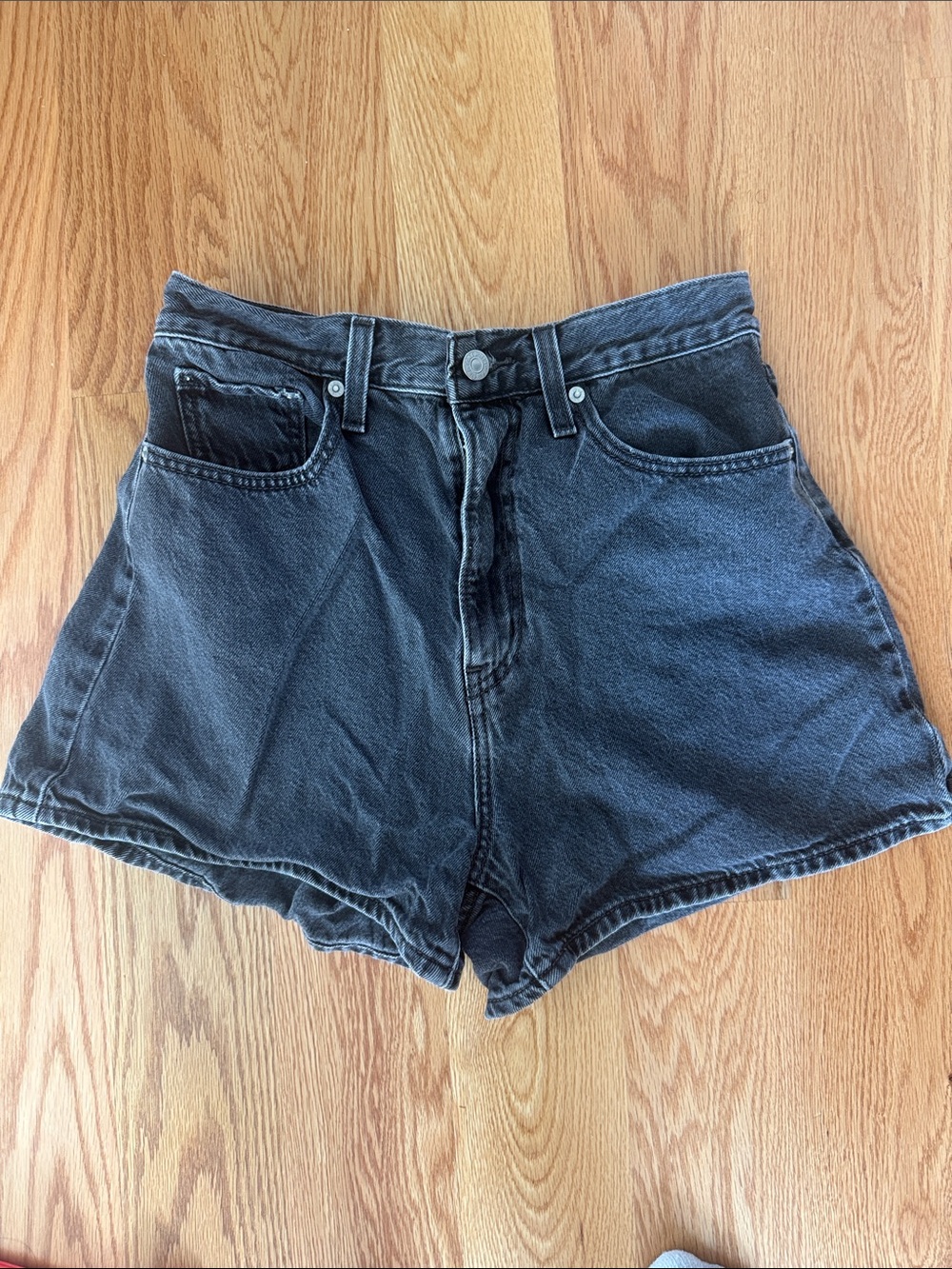 High-Waist Black Denim Women’s Shorts